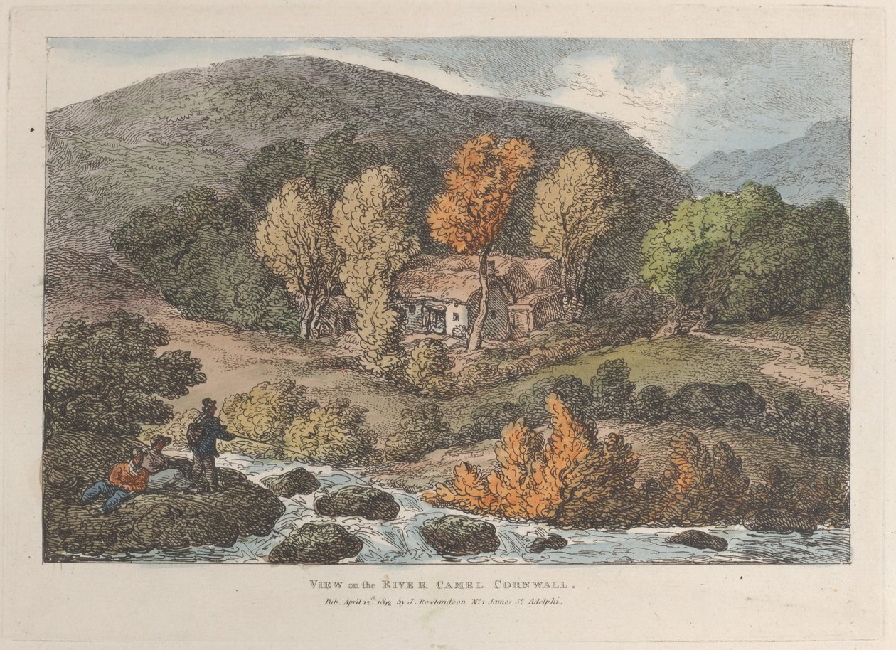 Uitzicht op de rivier de Camel, Cornwall, uit Zichten in Cornwall, 12 april 1812 door Thomas Rowlandson
