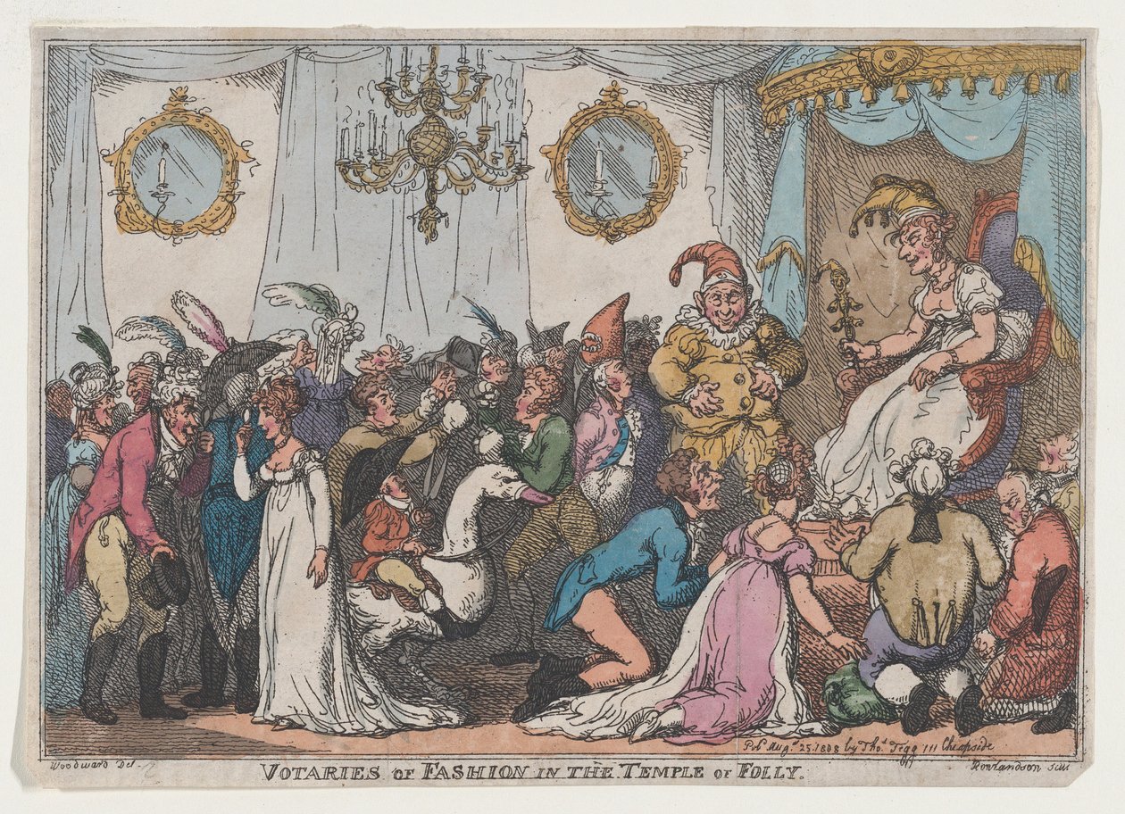 Aanbidders van mode in de tempel van dwaasheid door Thomas Rowlandson