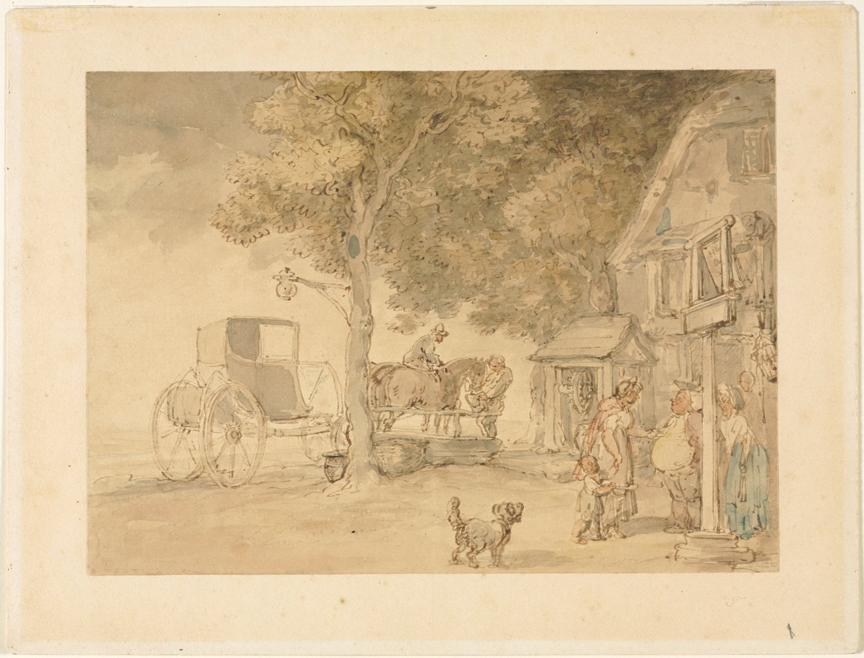 Paarden water geven door Thomas Rowlandson