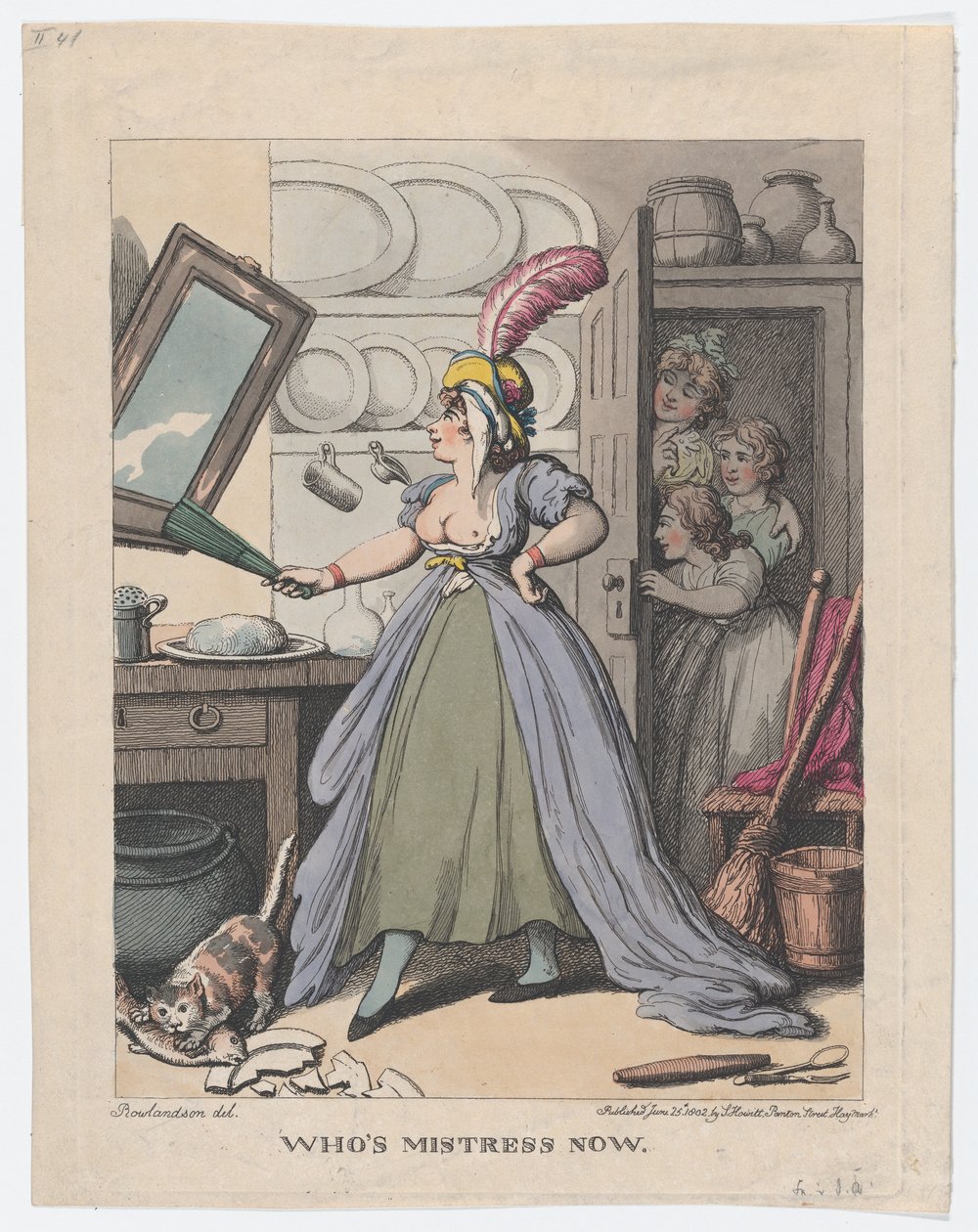 Wie is nu de meesteres door Thomas Rowlandson
