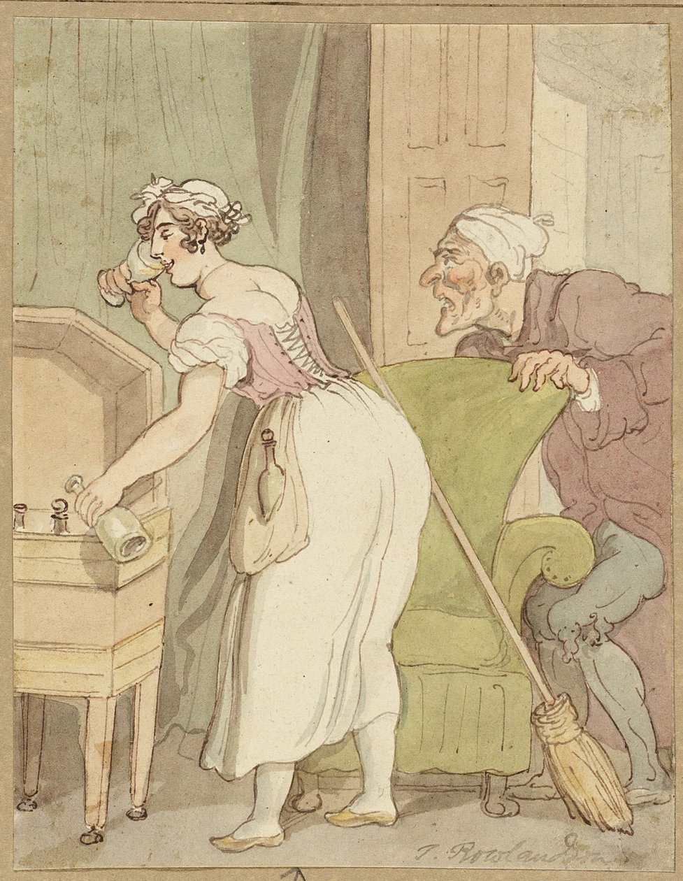 Vrouw Betrapt op het Stelen van een Drankje door Thomas Rowlandson