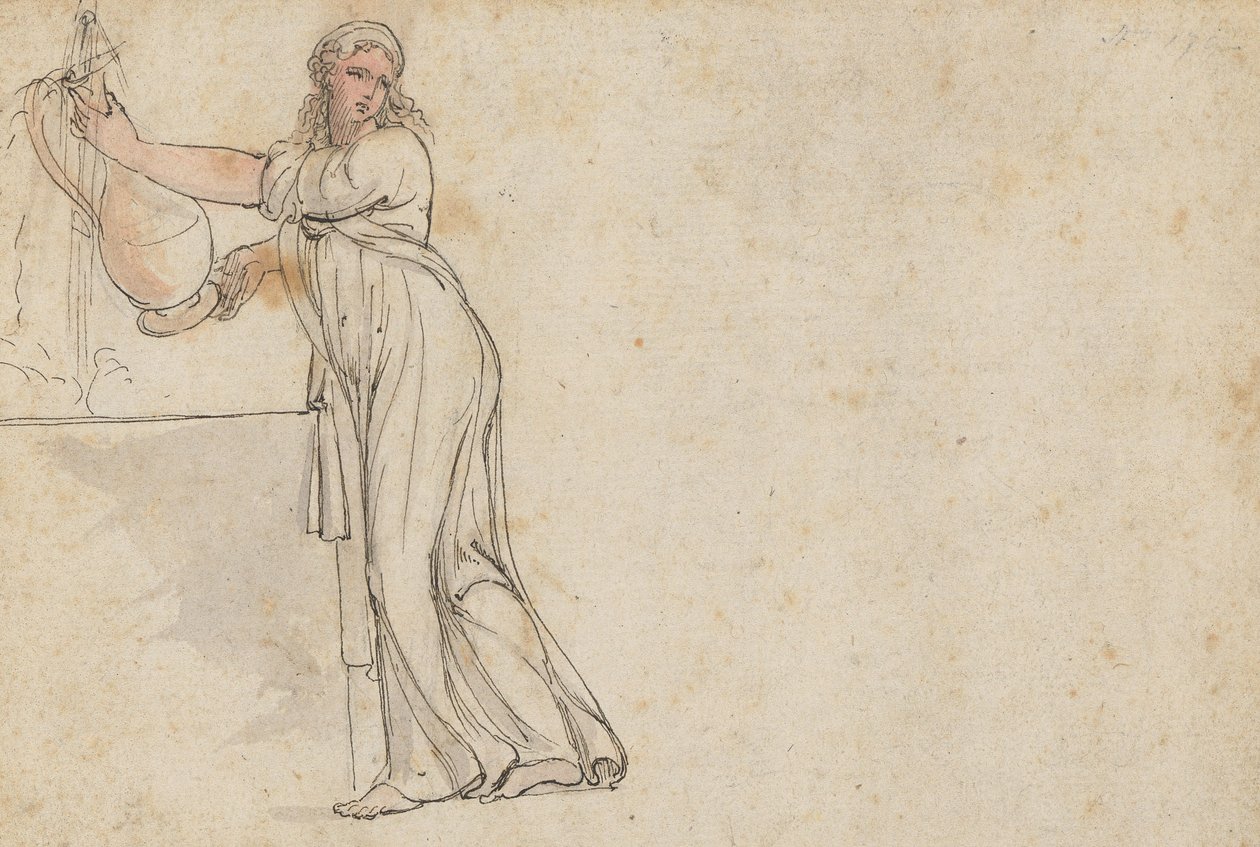 Vrouw bij een bron door Thomas Rowlandson