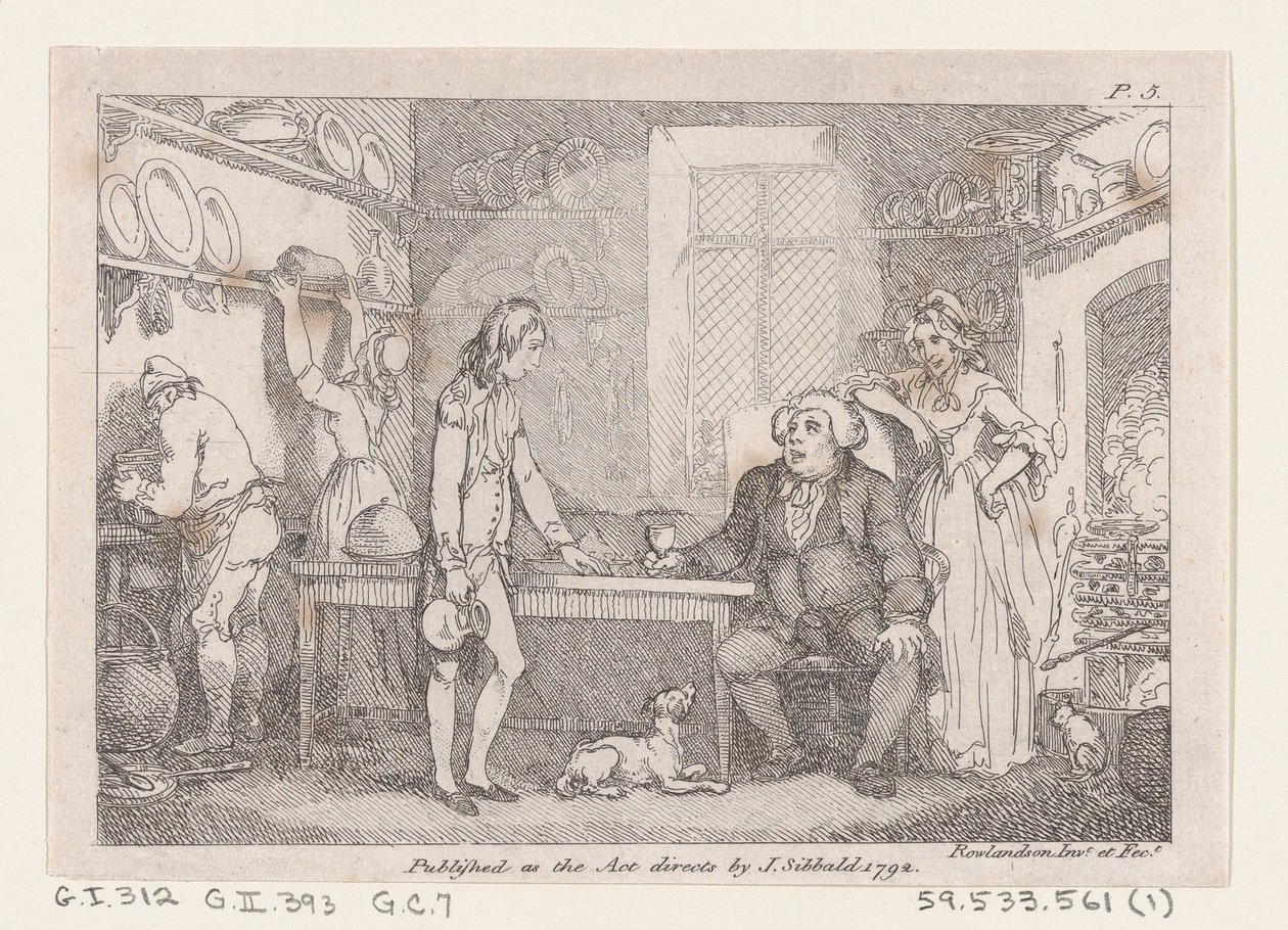 Jonge Adams gecatechiseerd door dominee Adams, uit De avonturen van Joseph Andrews door Thomas Rowlandson