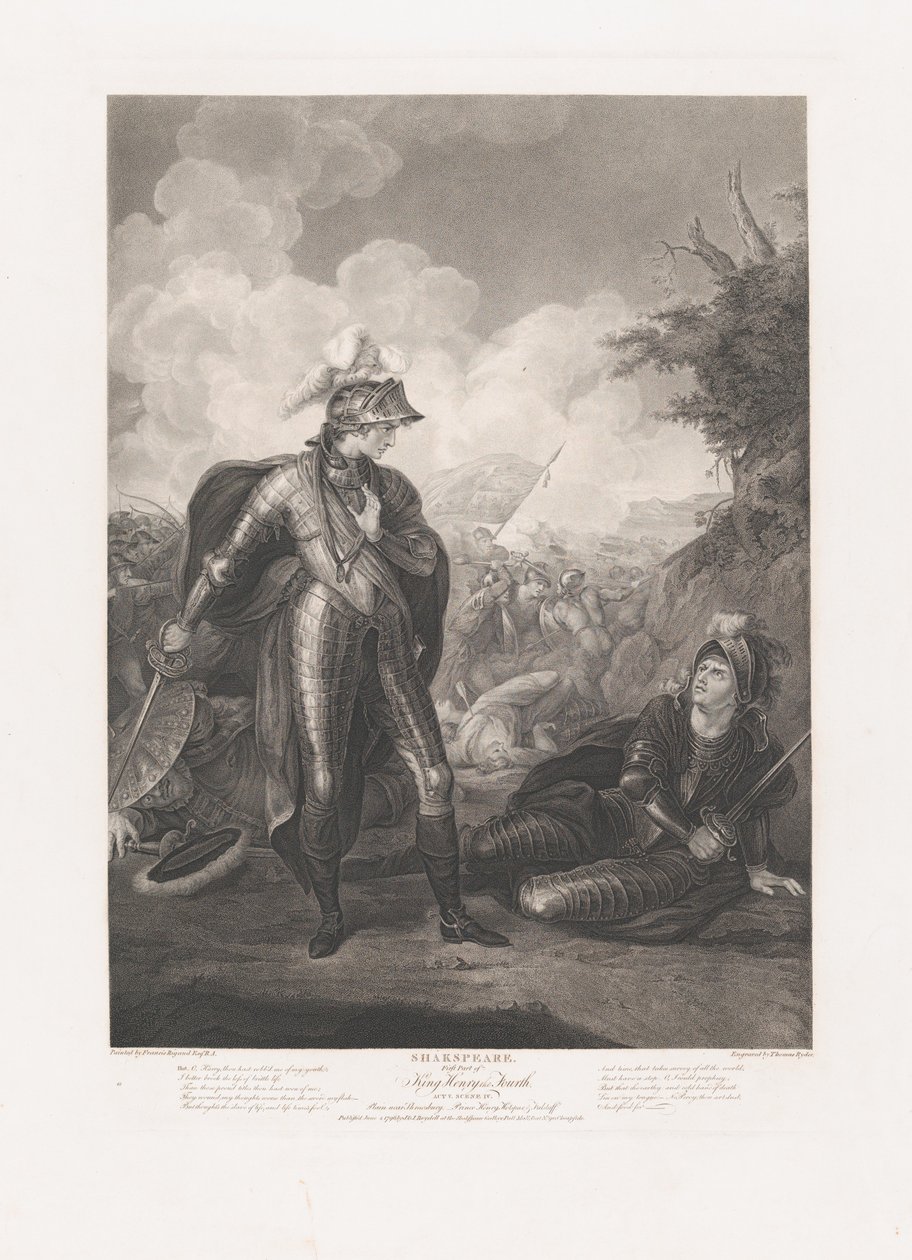 Prins Hendrik, Hotspur en Falstaff Shakespeare, Koning Hendrik..., voor het eerst gepubliceerd 1796, heruitgegeven 1852 door Thomas Ryder