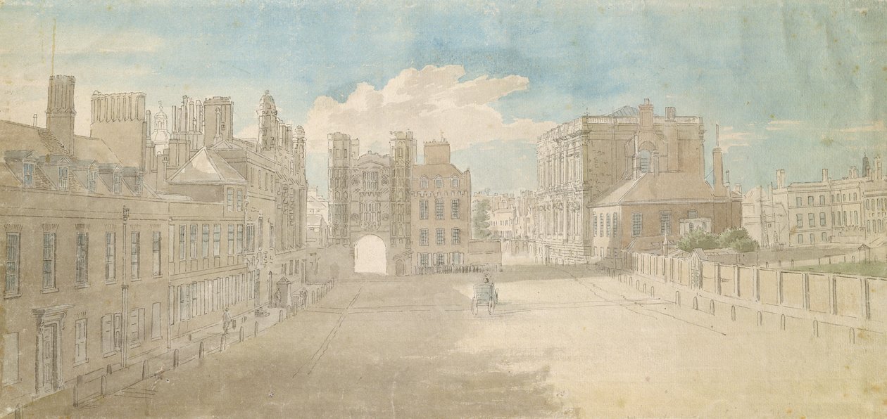 Whitehall, Holbein Gate en Banqueting House aan de rechterkant door Thomas Sandby