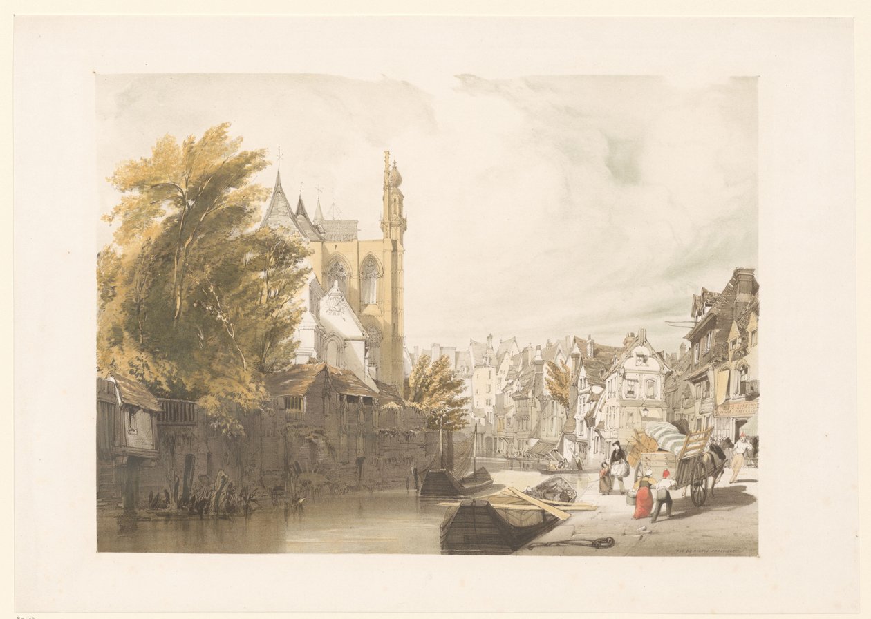Gezicht op Rue de Rivage in Abbeville door Thomas Shotter Boys