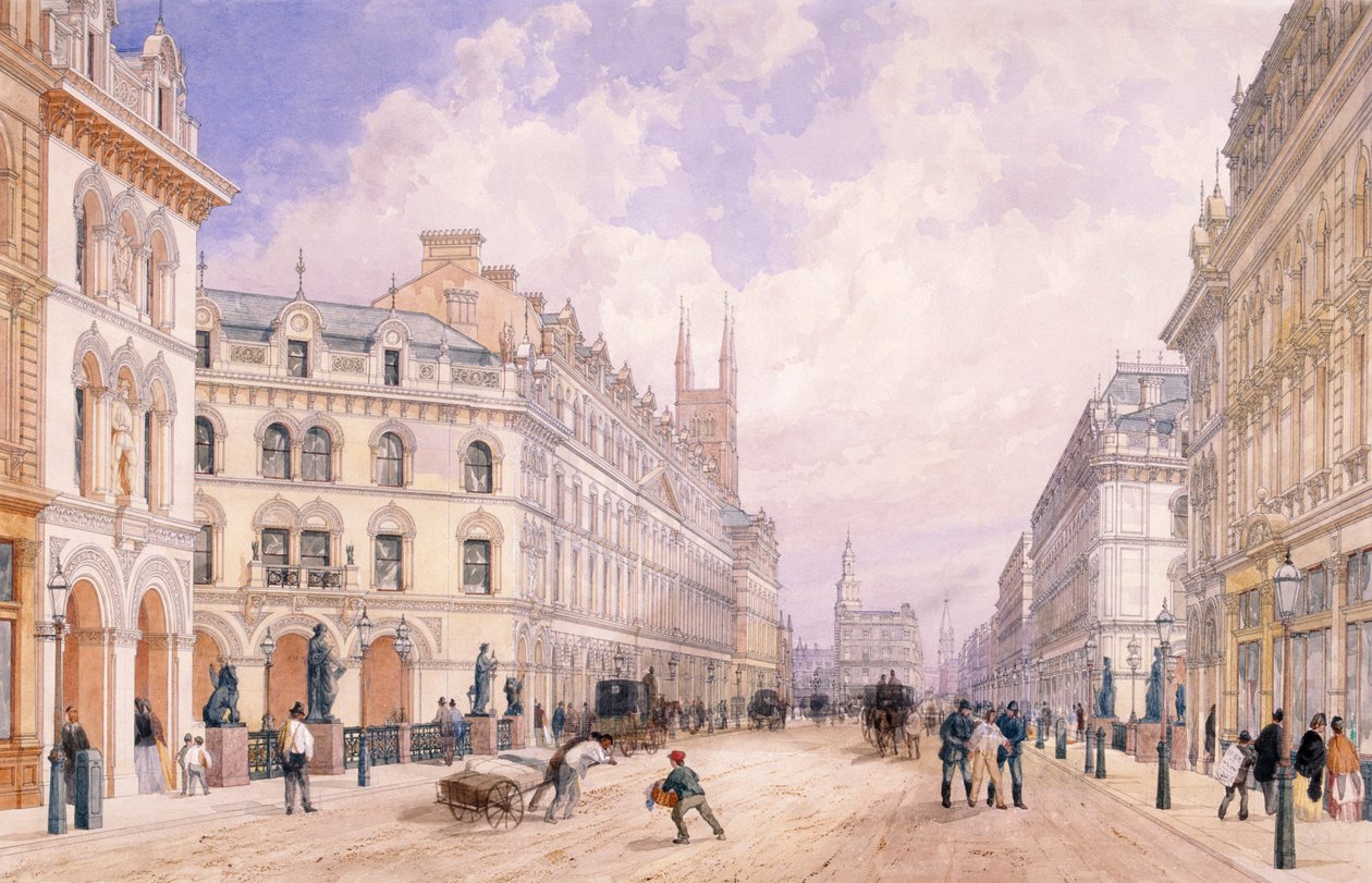 Holborn Viaduct, Londen, 1871 door Thomas Shotter Boys