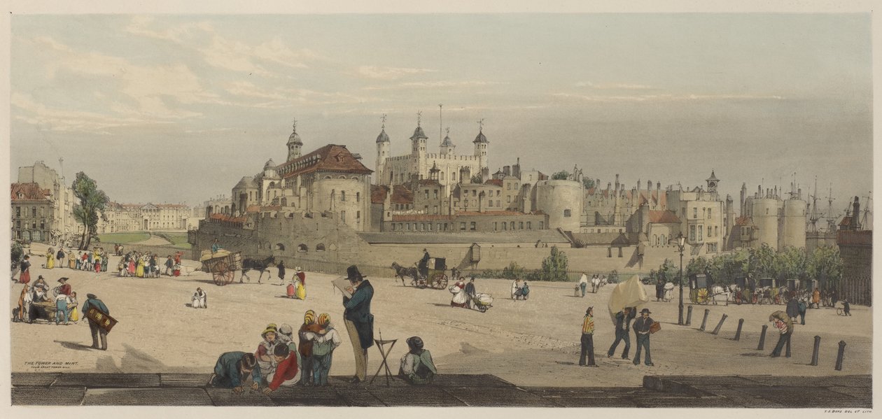 Londen Zoals Het Is: De Toren en Munt, vanaf Great Tower Hill door Thomas Shotter Boys
