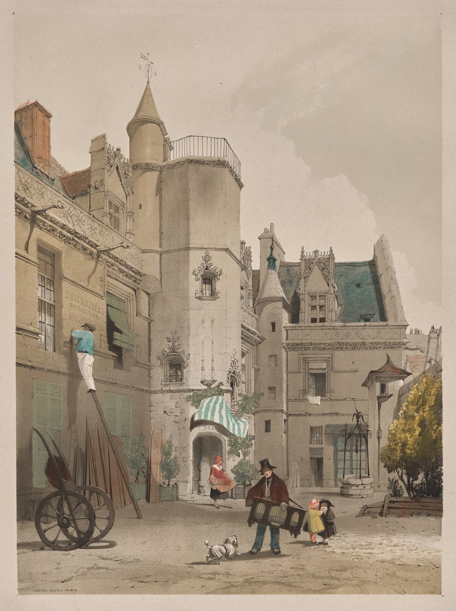 Pittoreske Architectuur in Parijs, Gent, Antwerpen, Rouen: Hôtel Cluny, Parijs door Thomas Shotter Boys