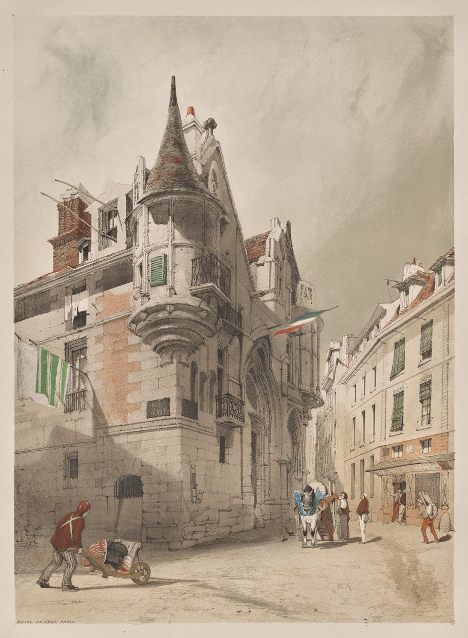 Pittoreske Architectuur in Parijs, Gent, Antwerpen, Rouen: Hôtel de Sens, Parijs door Thomas Shotter Boys