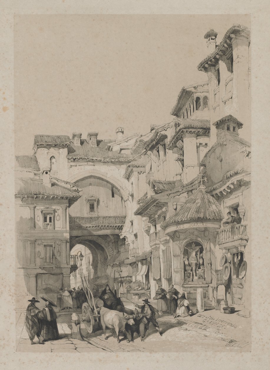 Pittoreske schetsen in Spanje: Poort van de Vivarrambla, Granada, 1837 door Thomas Shotter Boys