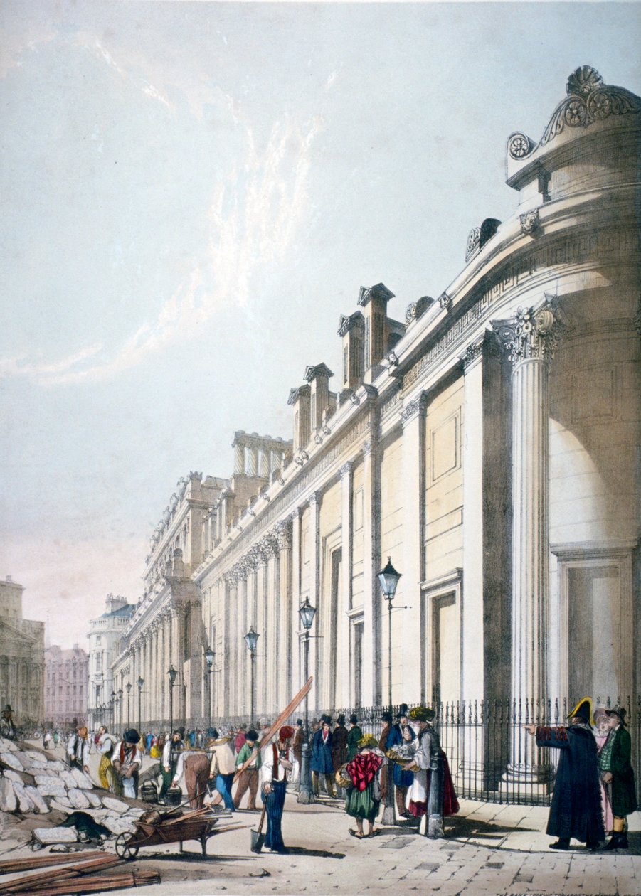 Uitzicht op de Bank of England, City of London door Thomas Shotter Boys
