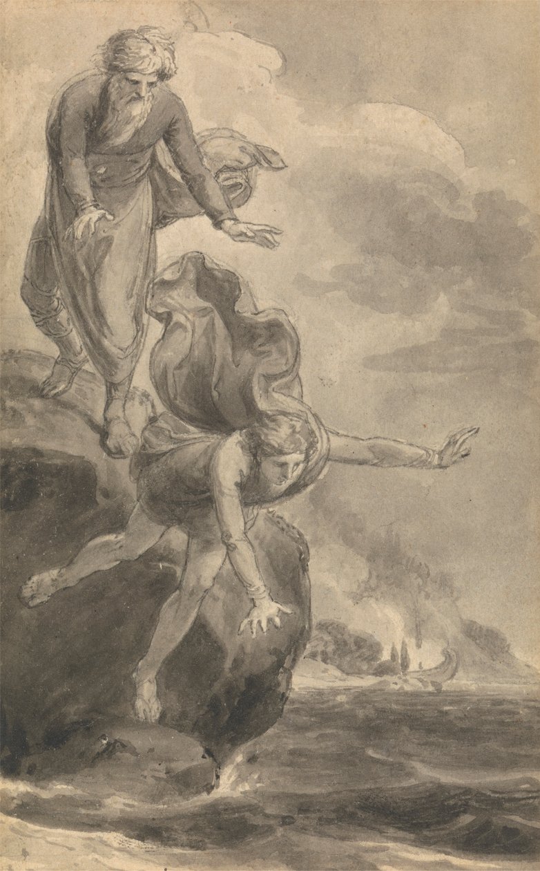 Een van zes illustraties bij Fenelons "De avonturen van Telemachus, zoon van Odysseus" door Thomas Stothard