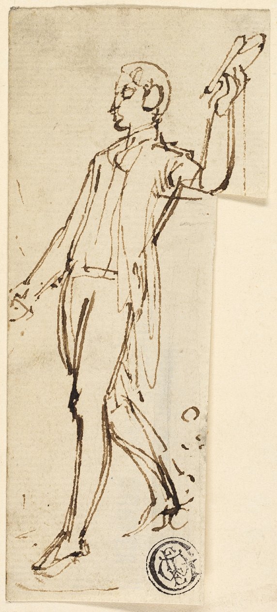 Schets van Staande Man met Opgeheven Arm door Thomas Stothard