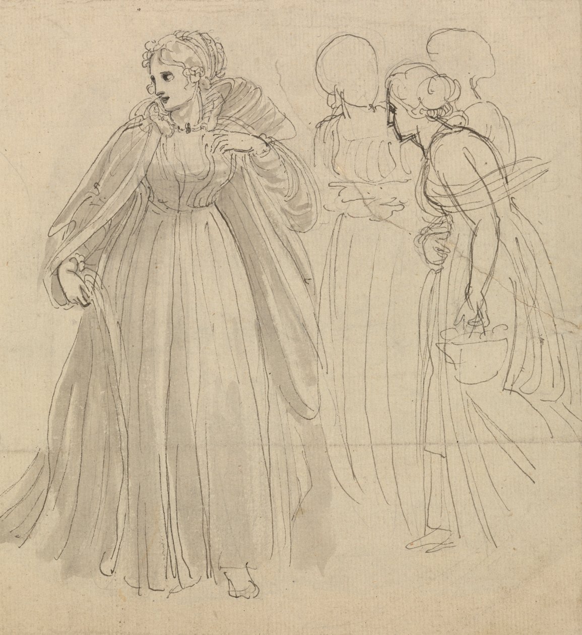 Studie voor illustratie - Een prinses met haar bedienden door Thomas Stothard