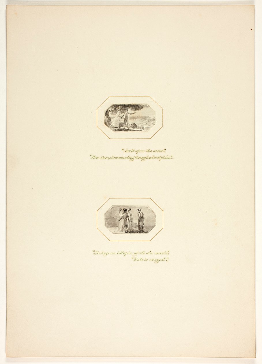 Studie voor een plaat uit De taak door Thomas Stothard