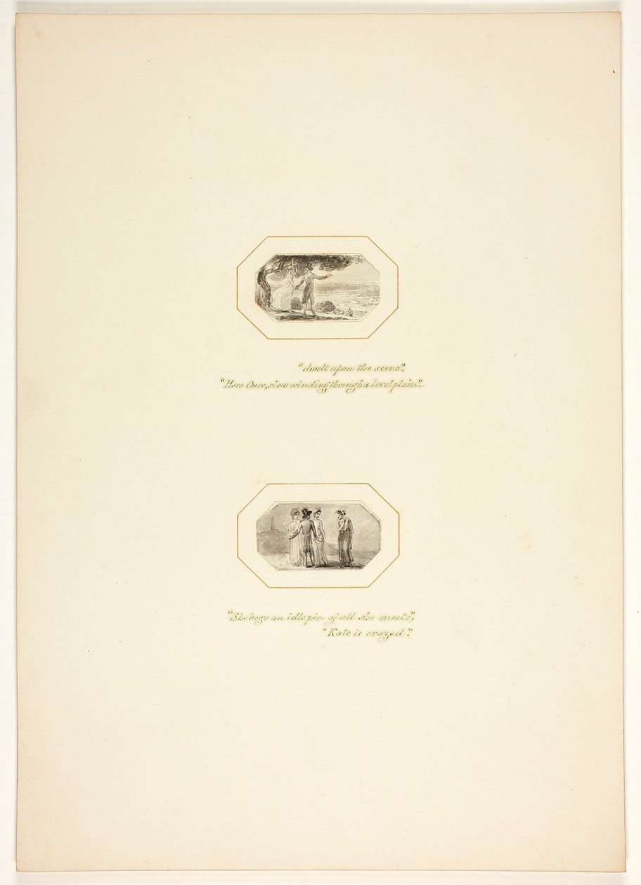 Studie voor een plaat uit De taak door Thomas Stothard