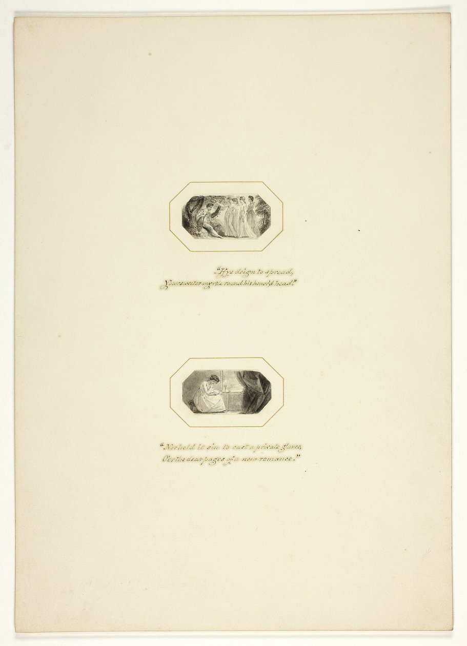 Studie voor een plaat uit The Triumphs of Temper, in het 1796 Royal Engagements Pocket Book door Thomas Stothard