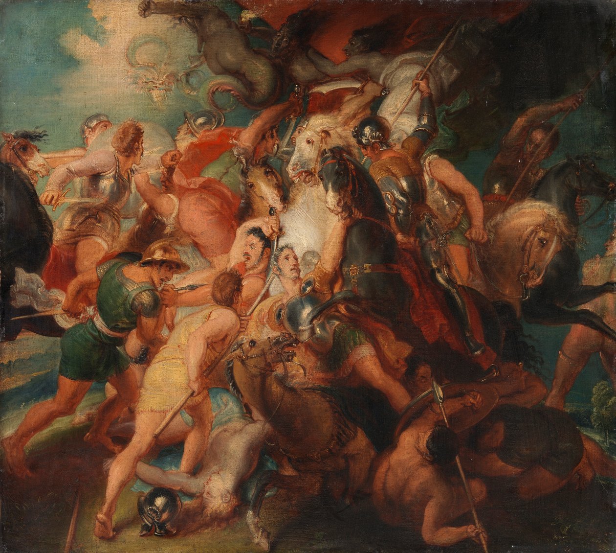 De verschrikkingen van de oorlog, schets voor muurschildering Burghley House door Thomas Stothard