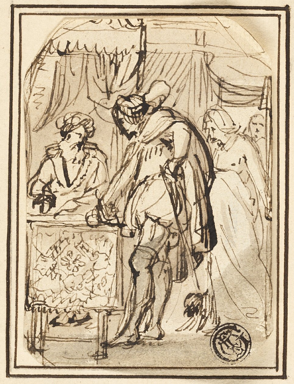 Jonge man aan de scribententafel door Thomas Stothard
