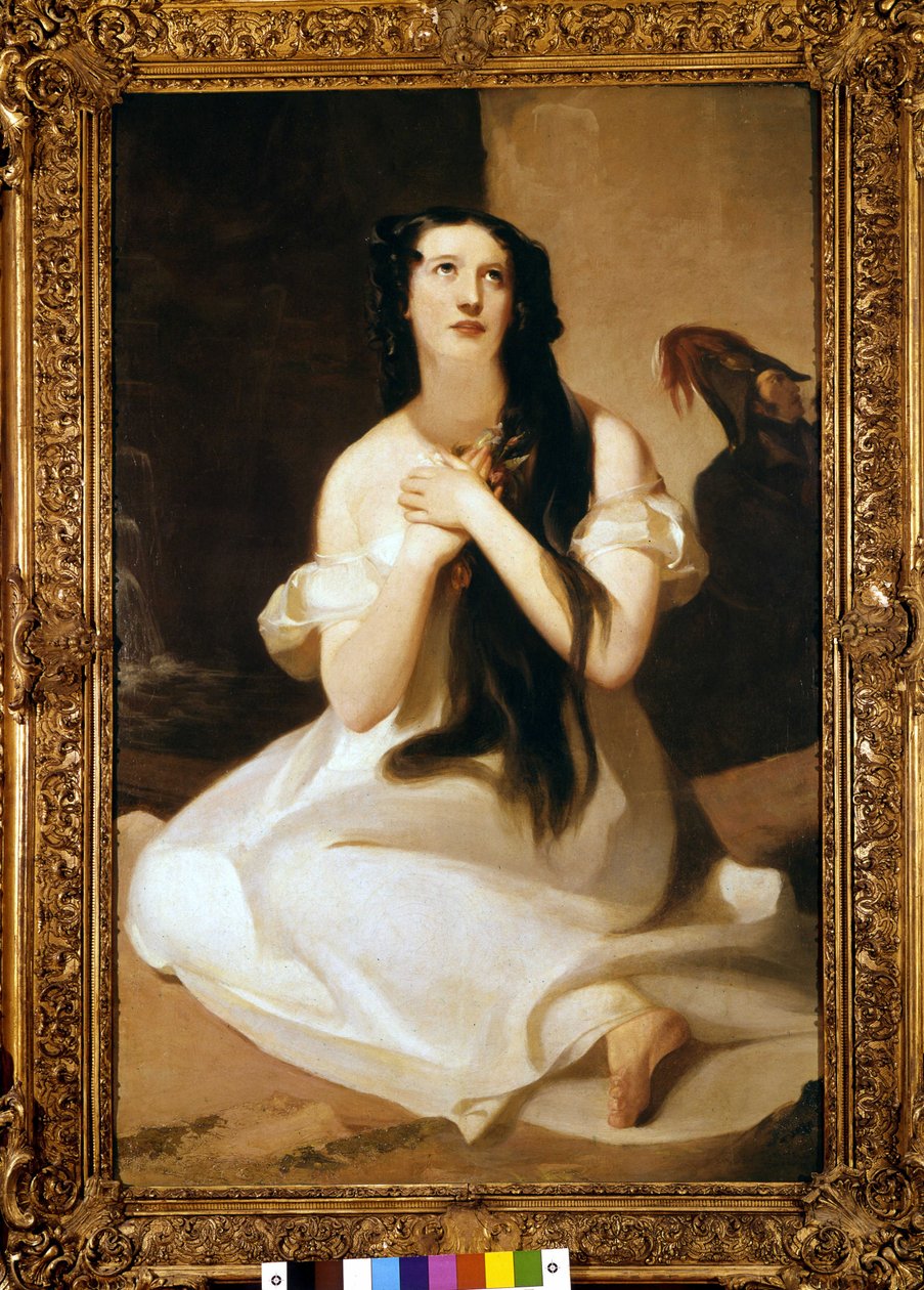 Portret van Mary Ann Paton (Mrs Wood) (1802-1864) Engelse zangeres. Schilderij door Thomas Sully. door Thomas Sully
