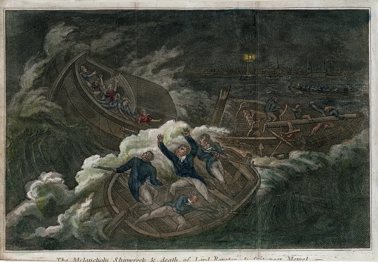 Het melancholische schipbreuk en de dood van Lord Royston door Thomas Tegg