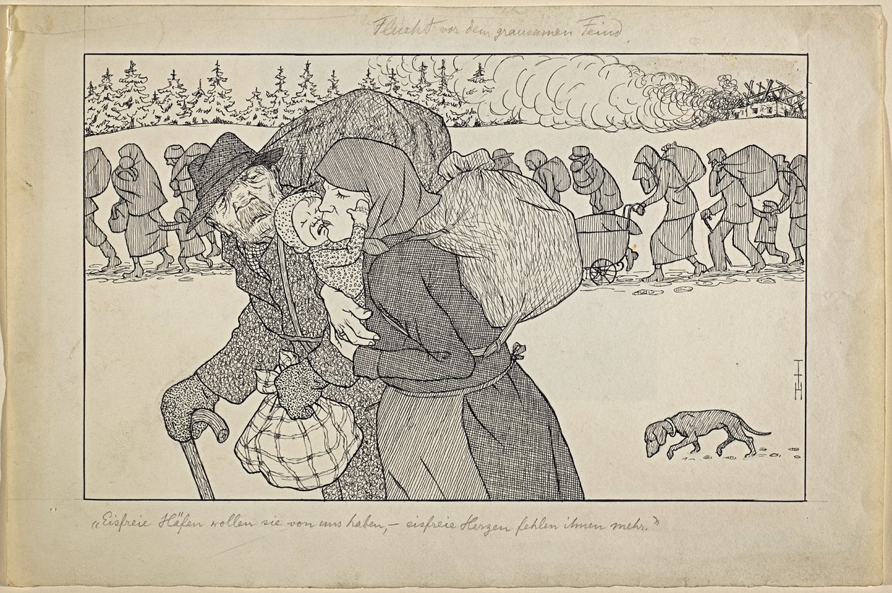 Op de vlucht voor de wrede vijand door Thomas Theodor Heine