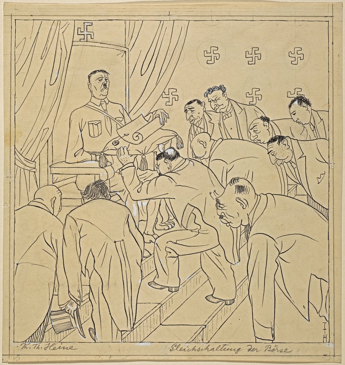 Gelijkstelling van de beurs; Simplicissimus XXXV/36, 1930 door Thomas Theodor Heine