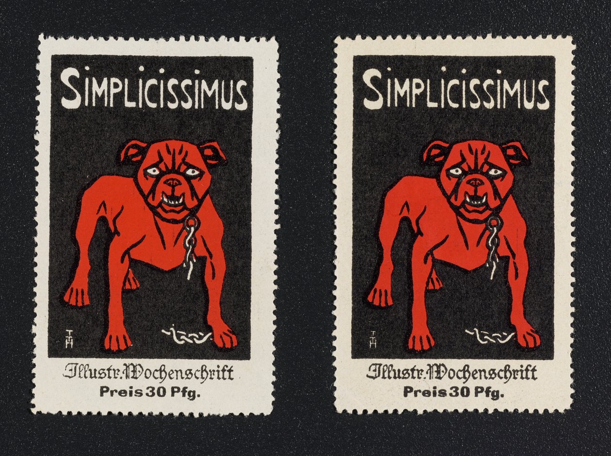 Werbemarke "Simplicissimus 30 Pfg." door Thomas Theodor Heine