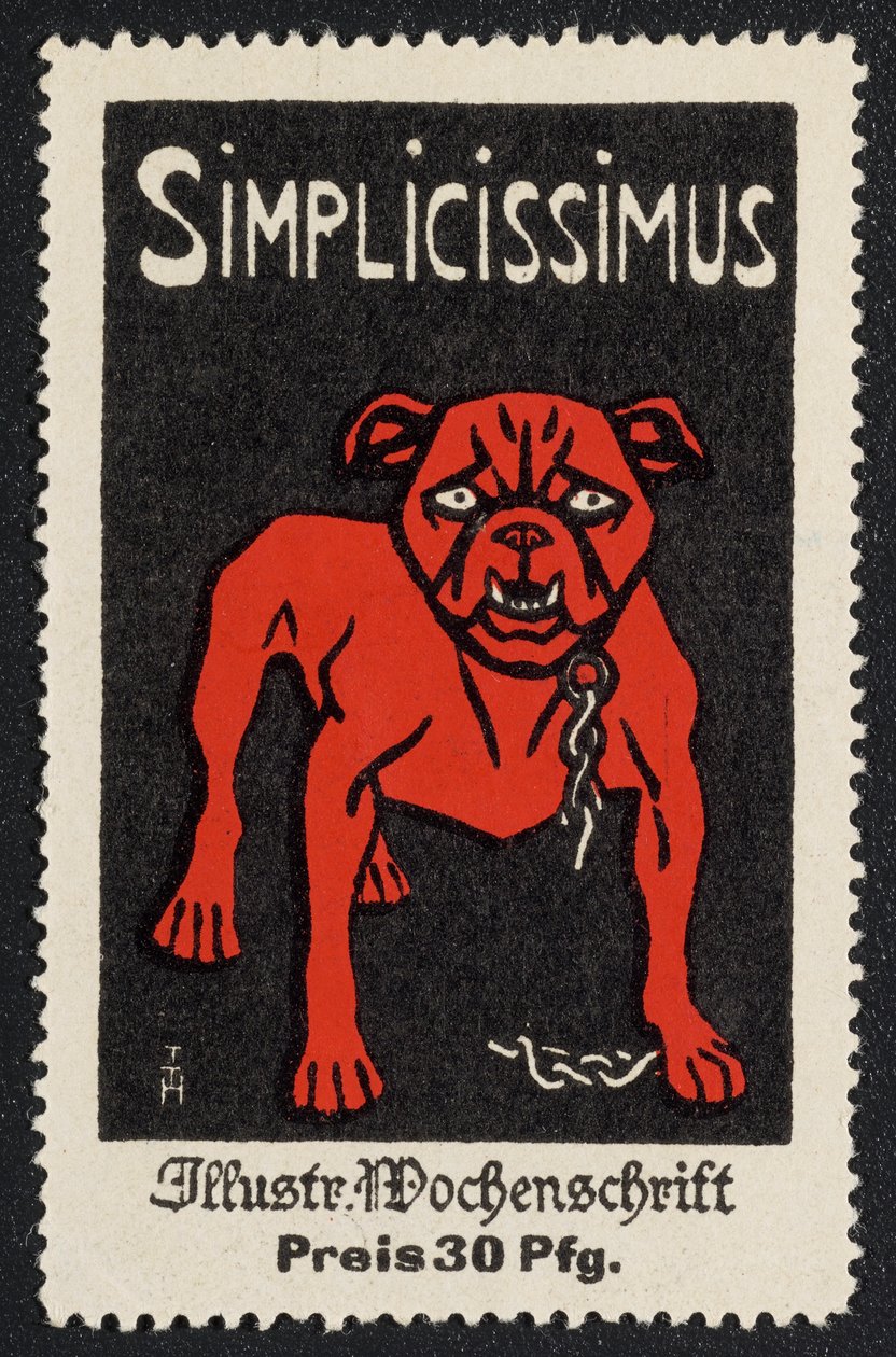 Reklamemarke "Simplicissimus 30 Pfg." door Thomas Theodor Heine