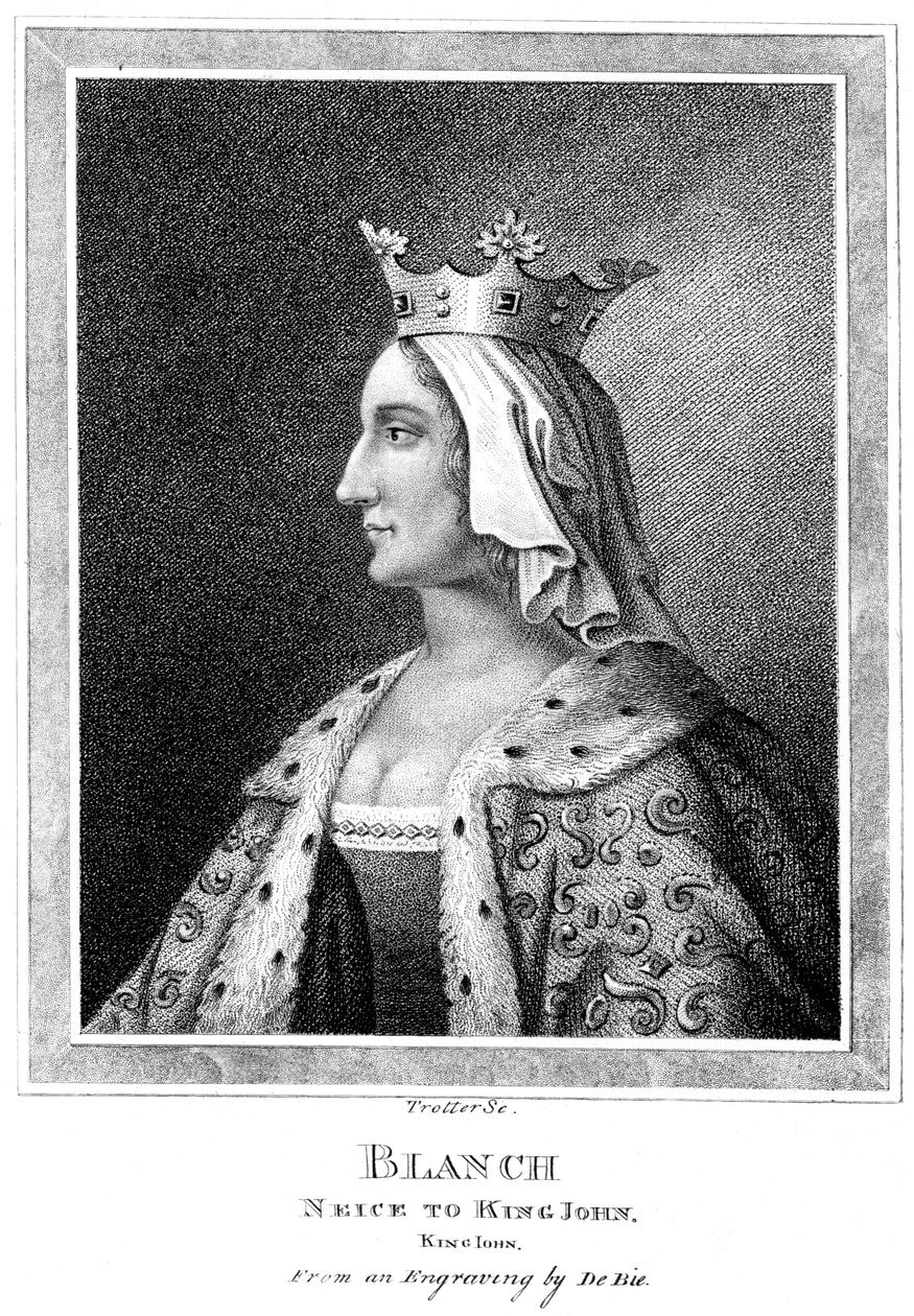 Blanche van Castilië 1188-1252, nicht van koning Jan door Thomas Trotter