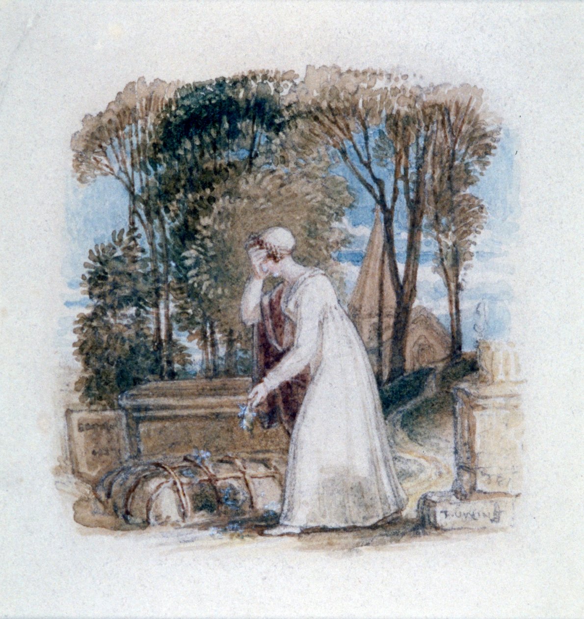 Constantia bij het graf van Theodosius, 19e eeuw door Thomas Uwins
