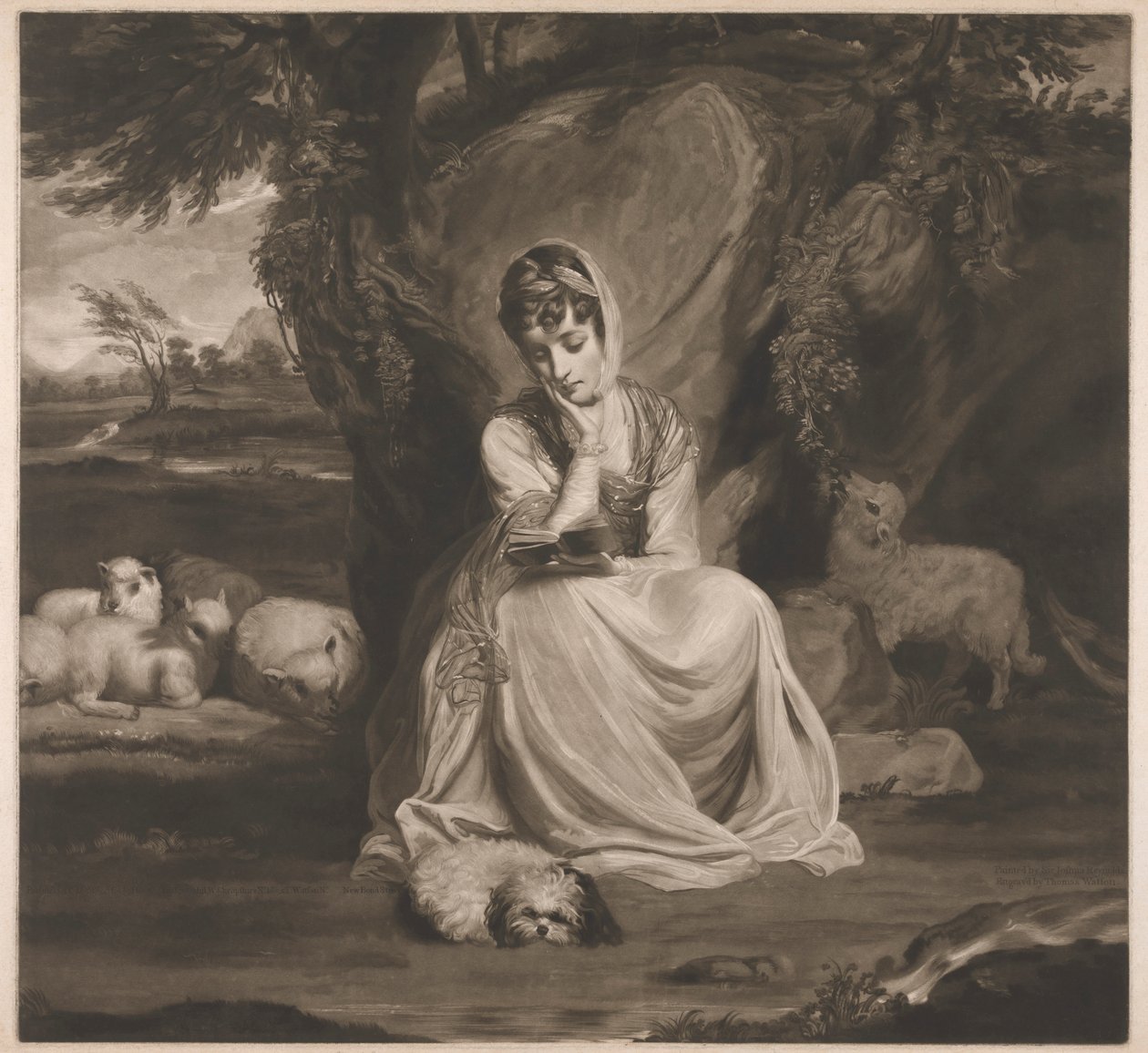 Mevrouw Frances Ann Crewe als St. Genevieve door Thomas Watson