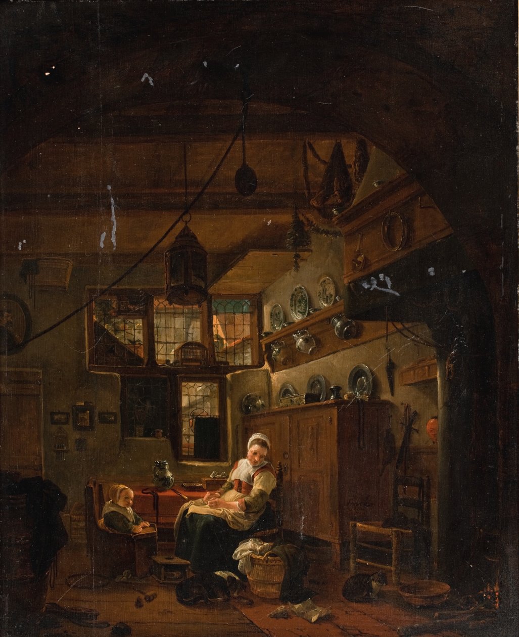 Interieur van een Nederlandse Boerderij door Thomas Wijck