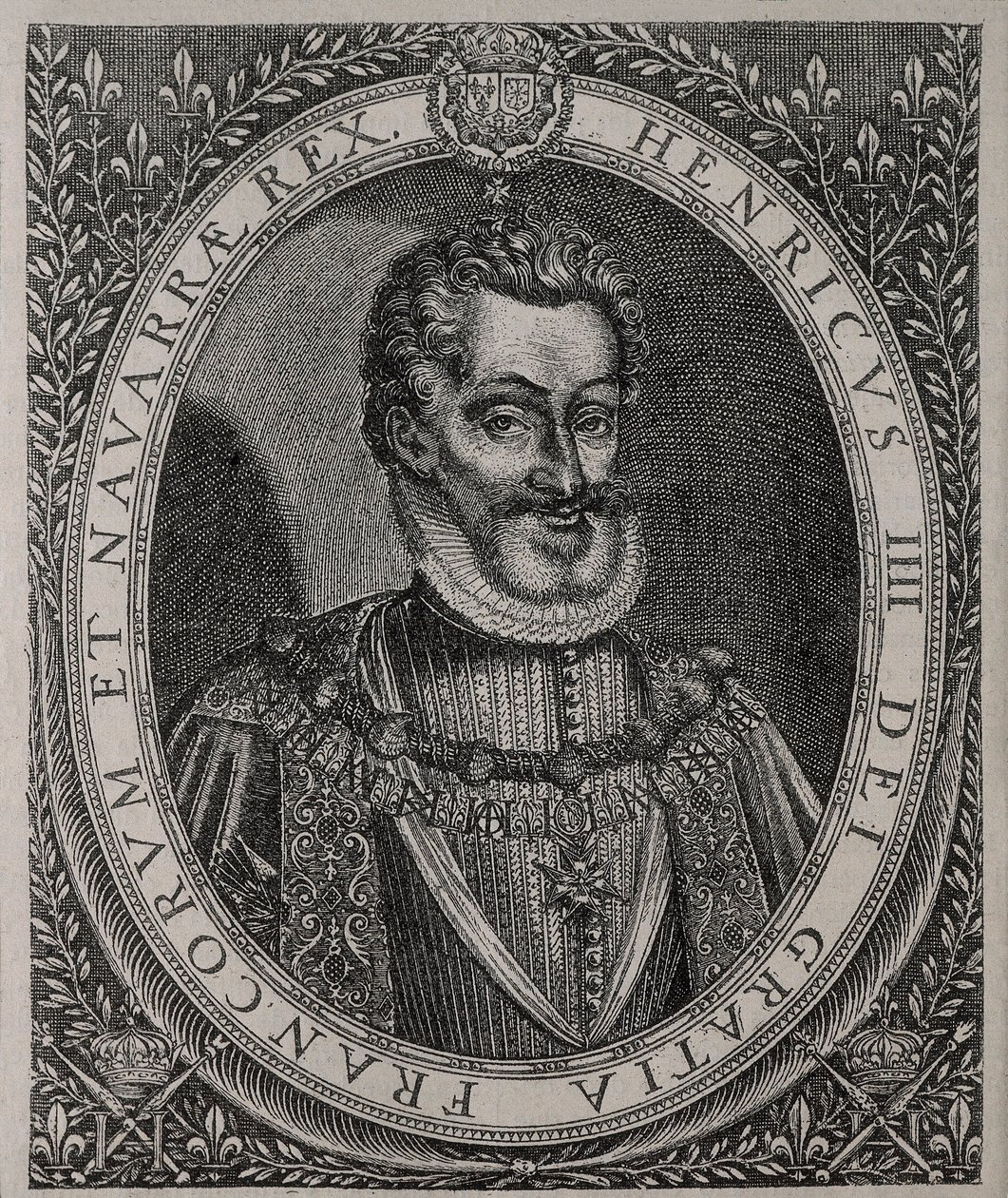 Portret van HENRI IV van Frankrijk en Navarra (1553-1610) gravure van Tomas de Leu (16e eeuw) door Thomas de Leu