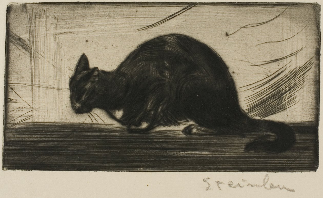 Kat buigt zijn rug door Théophile Alexandre Pierre Steinlen