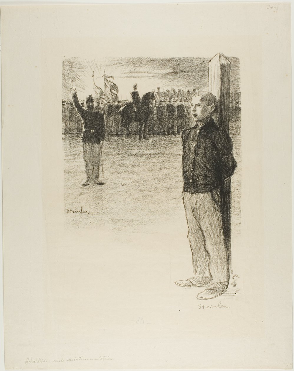 Civiele rehabilitatie en militaire executie door Théophile Alexandre Pierre Steinlen