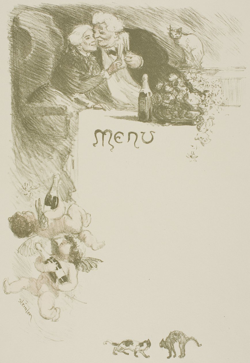 Menu Henriot door Théophile Alexandre Pierre Steinlen