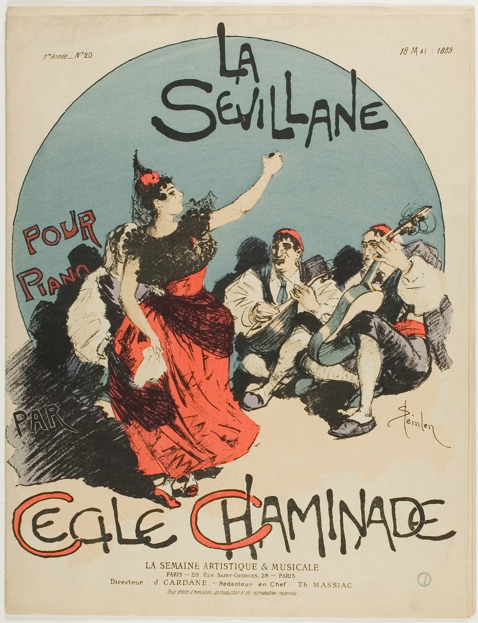 Ouverture voor De vrouw uit Sevilla, voor piano, door Cecile Chaminade door Théophile Alexandre Pierre Steinlen