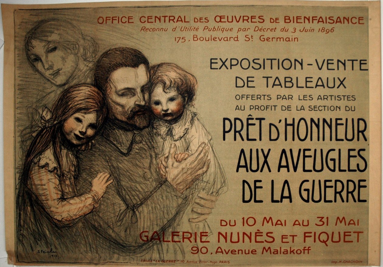 Klaar om de oorlogsblinden te eren door Théophile Alexandre Pierre Steinlen