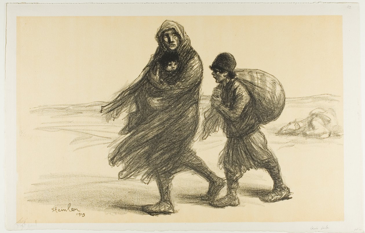 Servische exodus, plaat eenentwintig uit Actualités door Théophile Alexandre Pierre Steinlen