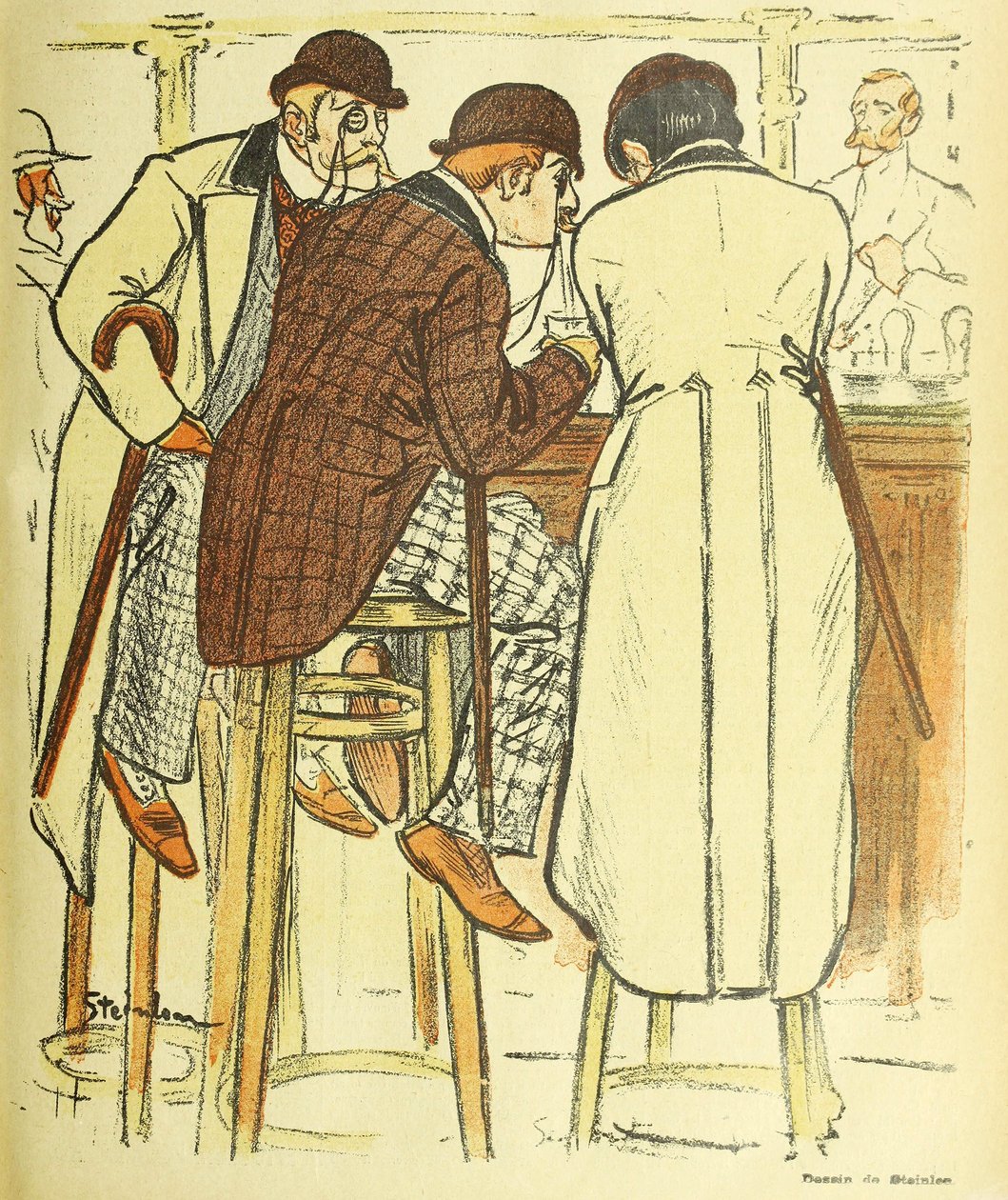 Aan de bar, uit Gil Blas Illustre, pub. 1899 kleurenlithografie, 1899 door Théophile Alexandre Steinlen