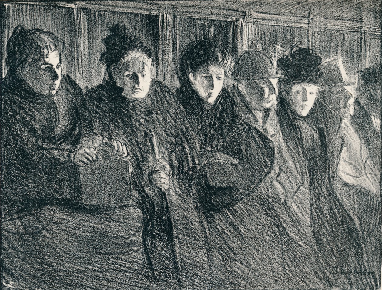 Binnenin een tram, 1896, 1898 door Théophile Alexandre Steinlen