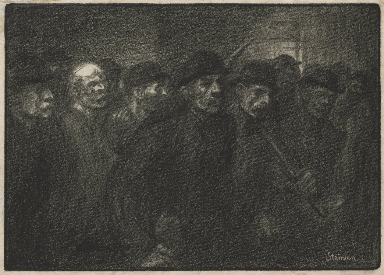 Arbeiders verlaten de fabriek door Théophile Alexandre Steinlen