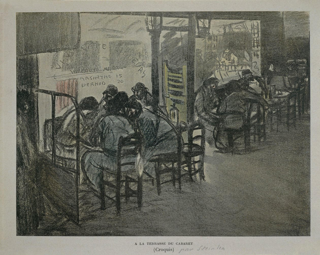 Parijs op terras van café door Théophile Alexandre Steinlen