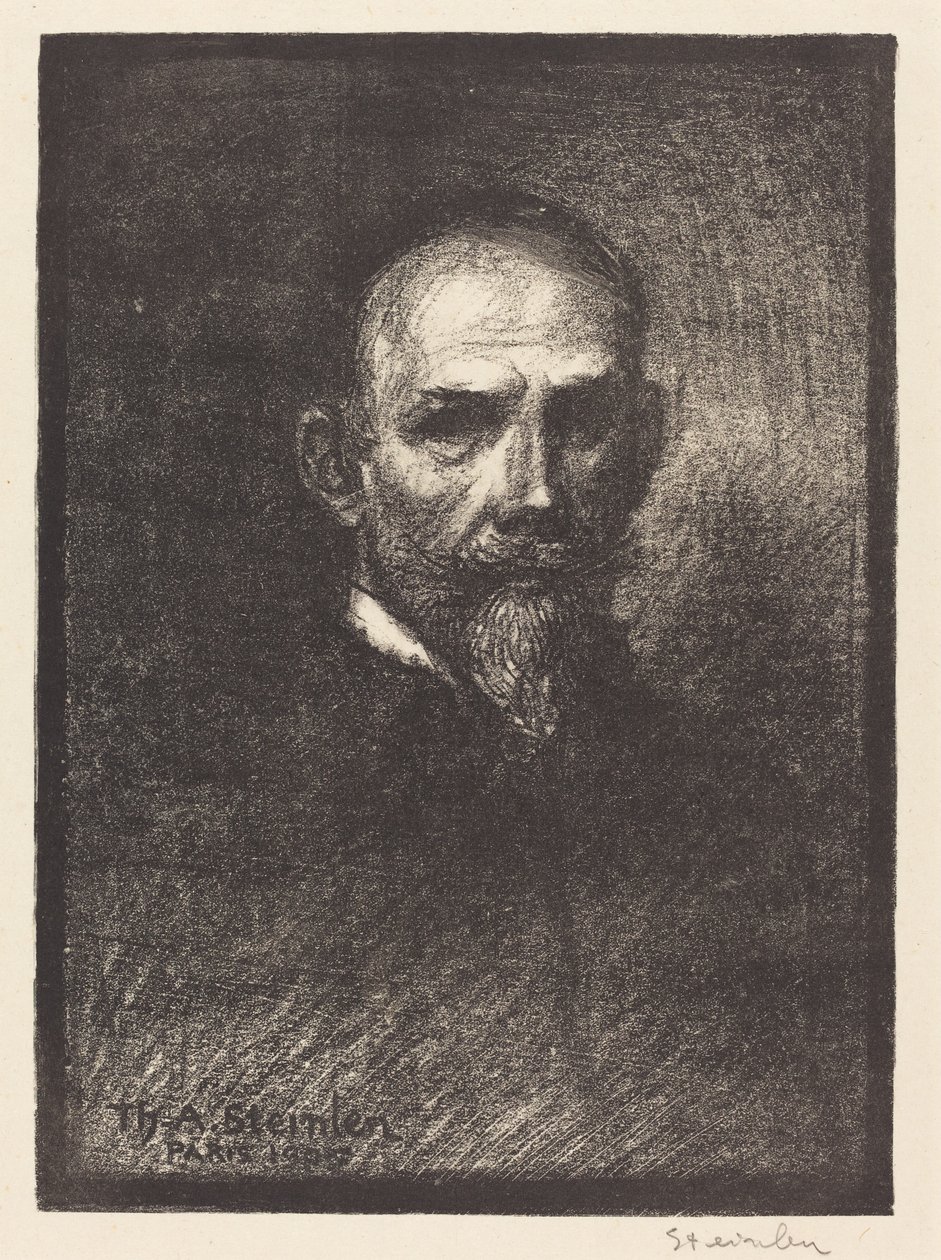 Zelfportret (Steinlen van voren, hoofd recht) door Théophile Alexandre Steinlen