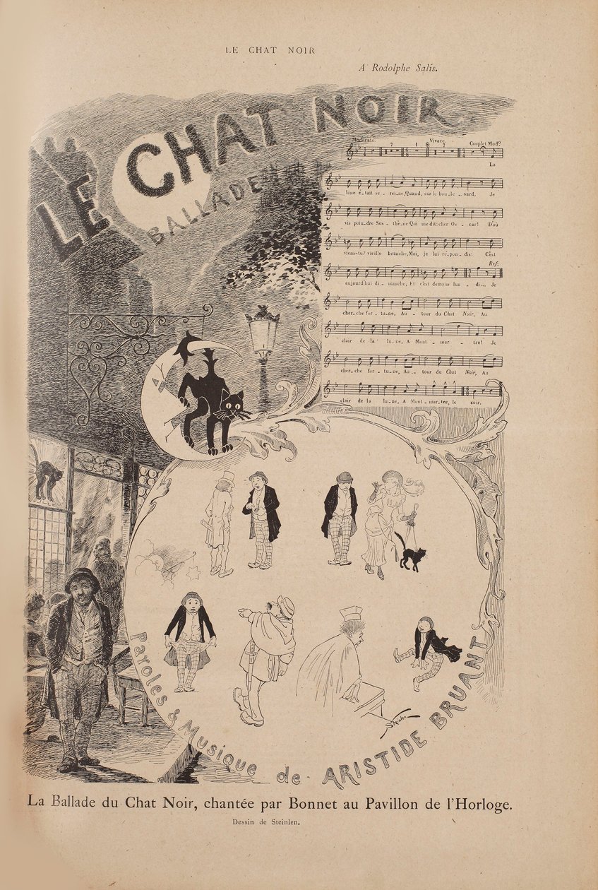 Verhaal van het beroemde cabaret Le Chat Noir, Le Chat Noir magazine door Théophile Alexandre Steinlen