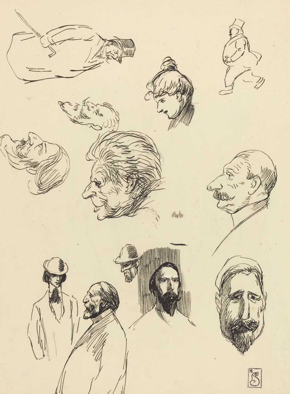 Studies van Figuren en Hoofden door Théophile Alexandre Steinlen