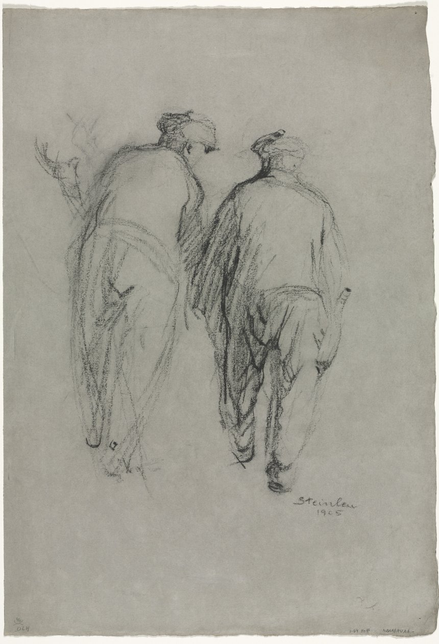 Twee mannen aan het werk, achteraanzicht door Théophile Alexandre Steinlen