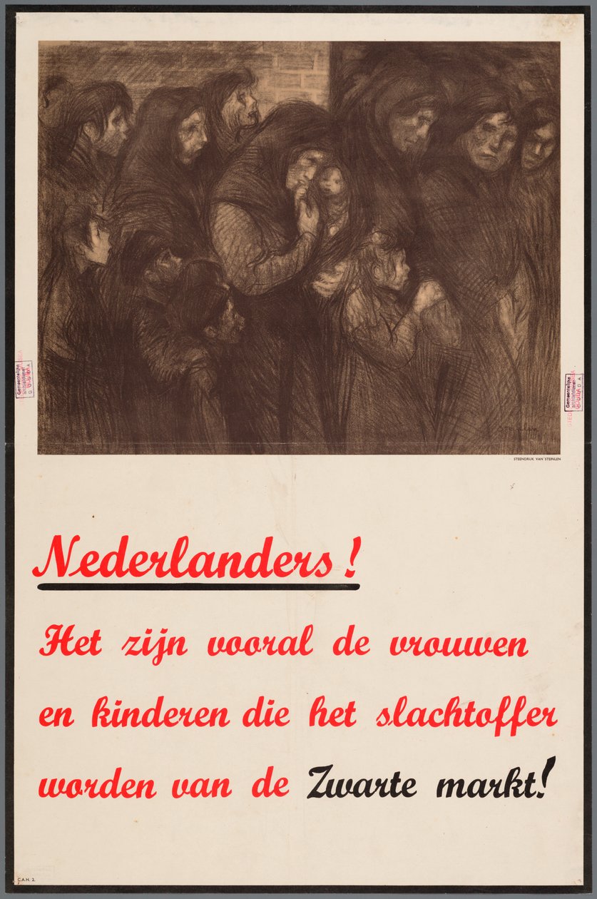 Bekendmaking aan de Nederlanders dat vrouwen en kinderen in het bijzonder het slachtoffer worden van de zwarte markt door Theophile Steinlen